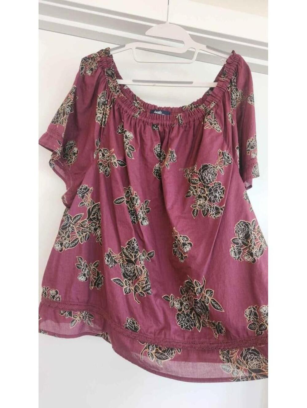Angels Purple Cotton Blouse, Size 2X, Very Good Condition